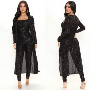 2 Piece Glittery Jumpsuit & Cardigan set
